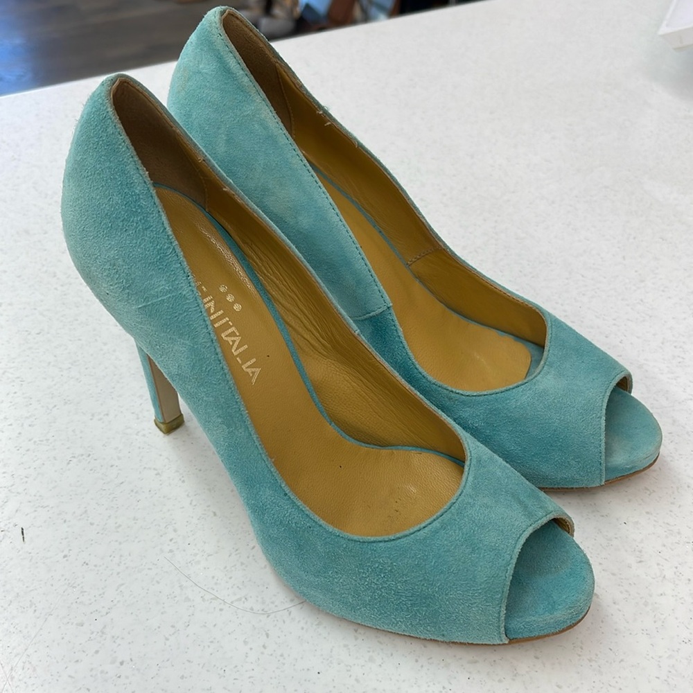 Made in Italia teal suede pumps size 36